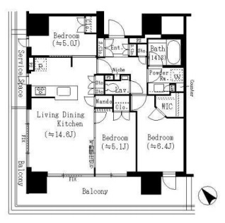 ウェリスタワー愛宕虎ノ門　1902号室　間取り
