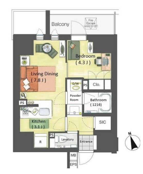 ベルビュー千代田飯田橋　603号室　間取り