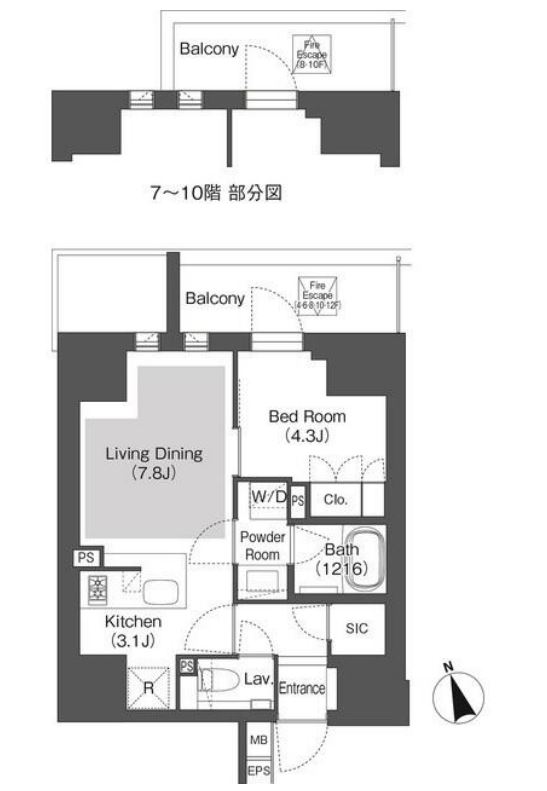 ベルビュー千代田飯田橋　1103号室　間取り
