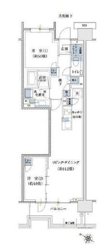 プラウド高田馬場　1F1号室　間取り