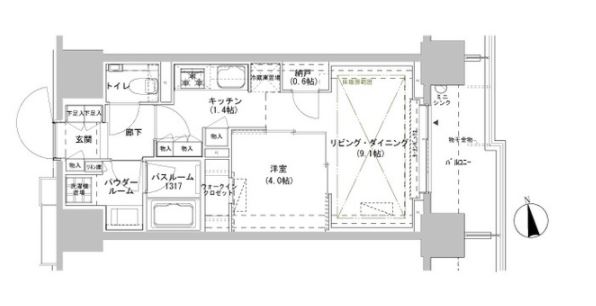 パークスフィア牛込神楽坂　609号室　間取り