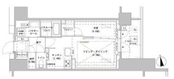 パークスフィア牛込神楽坂　1306号室　間取り