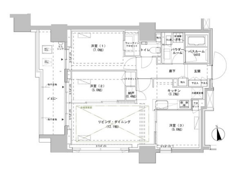 パークスフィア牛込神楽坂　1104号室　間取り