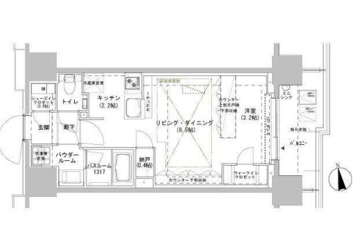 パークスフィア牛込神楽坂　1108号室　間取り