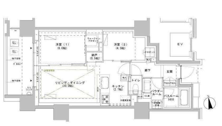 パークスフィア牛込神楽坂　803号室　間取り