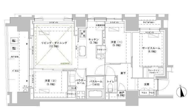 パークスフィア牛込神楽坂　1001号室　間取り