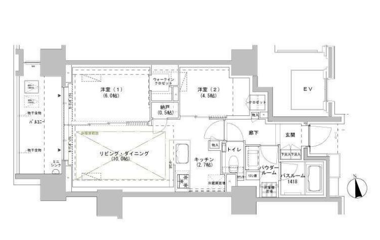 パークスフィア牛込神楽坂　903号室　間取り