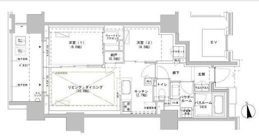 パークスフィア牛込神楽坂　1203号室　間取り