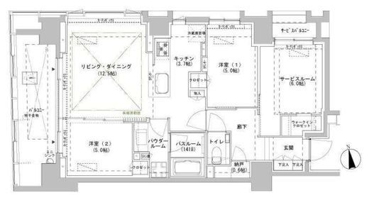 パークスフィア牛込神楽坂　1301号室　間取り