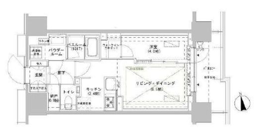パークスフィア牛込神楽坂　1307号室　間取り