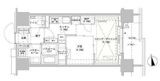 パークスフィア牛込神楽坂　208号室　間取り