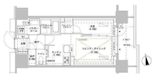 パークスフィア牛込神楽坂　507号室　間取り