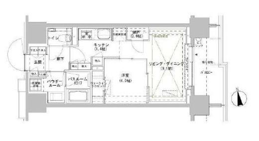パークスフィア牛込神楽坂　609号室　間取り