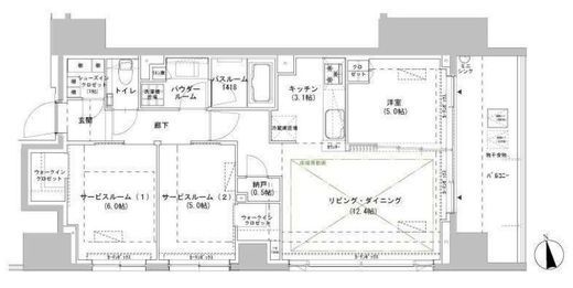 パークスフィア牛込神楽坂　905号室　間取り