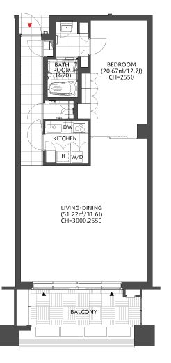 アークヒルズフロントタワーRoP　802号室　間取り