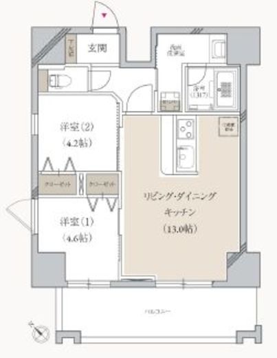 プライマル月島　1001号室　間取り