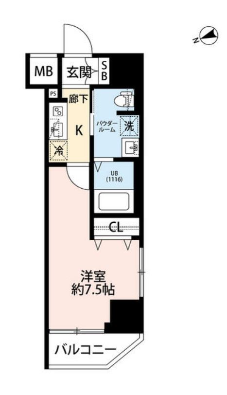 プレール・ドゥーク門前仲町Ⅲ　1005号室　間取り