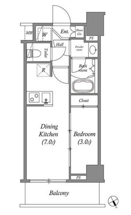 アークマーク水天宮前Ⅱ　502号室　間取り