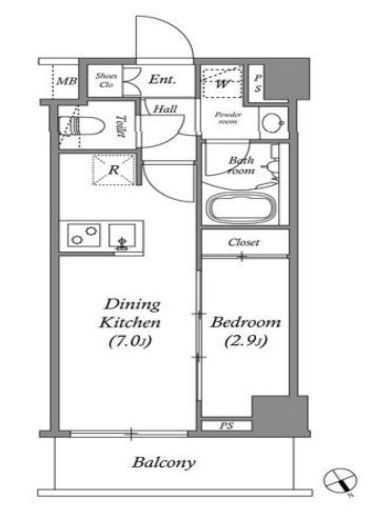 ARKMARK水天宮前Ⅱ (アークマーク水天宮前2)　206号室　間取り