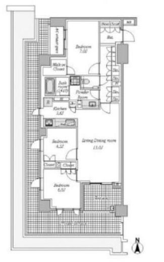 ザ・パークハウス市谷加賀町レジデンス　2F1号室　間取り