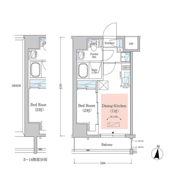 アーバネックス西新宿Ⅱ　804号室　間取り
