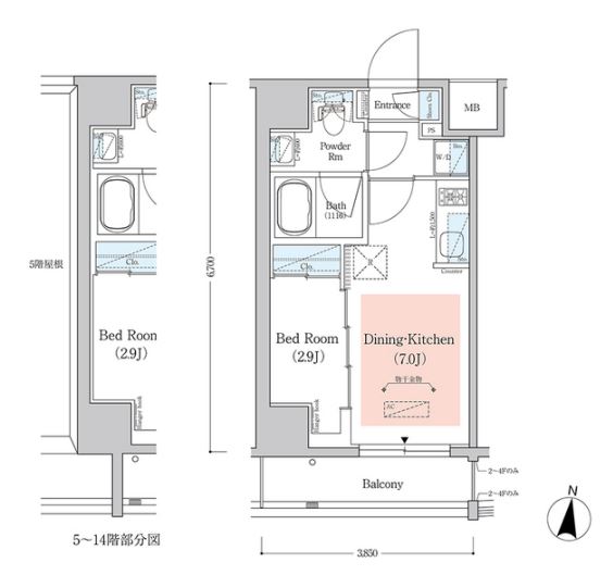 アーバネックス西新宿Ⅱ　304号室　間取り