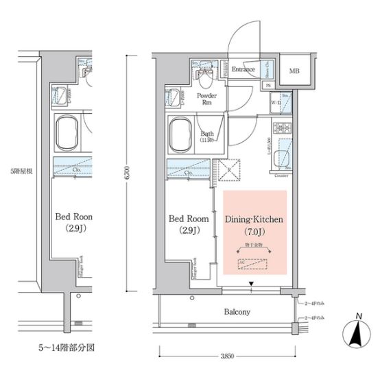 アーバネックス西新宿Ⅱ　904号室　間取り