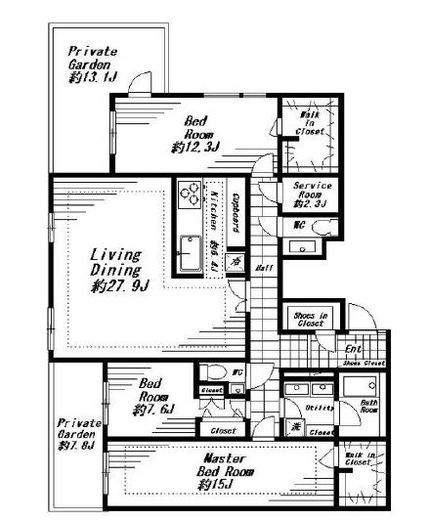 ビバリーホームズ青葉台　102号室　間取り