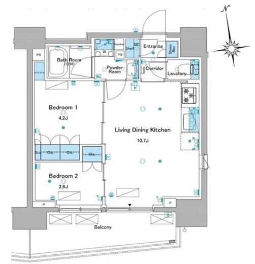 ルフォンプログレ品川大井　1302号室　間取り