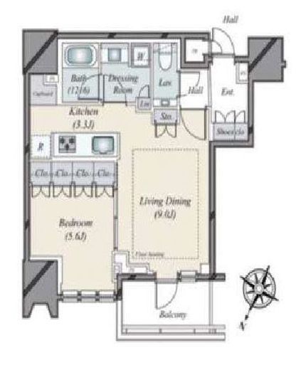 ザ・パークハウス高輪タワー　1201号室　間取り