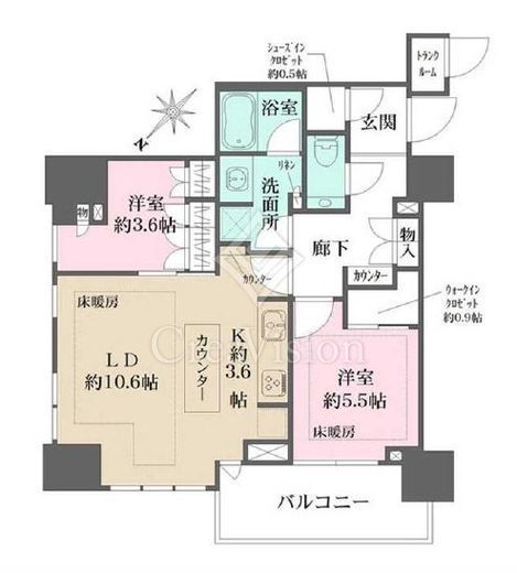 ザ・パークハウス高輪タワー　608号室　間取り