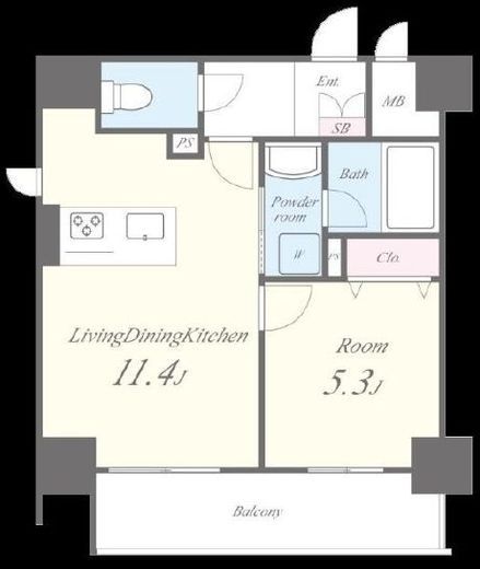 イーストワールド人形町　801号室　間取り