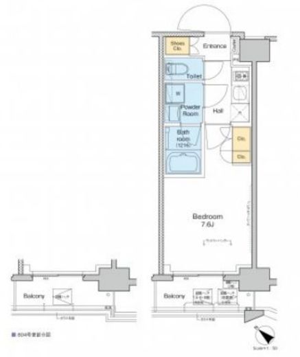 プラウドフラット月島アベニュー　704号室　間取り