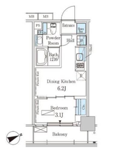 パークアクシス芝浦キャナル　312号室　間取り