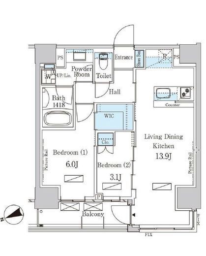 パークアクシス芝浦キャナル　904号室　間取り