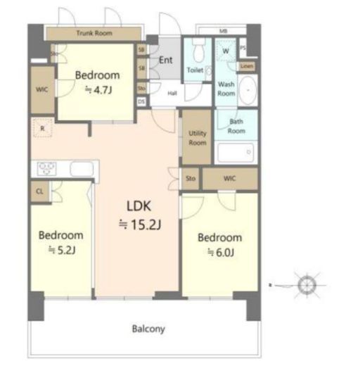 プラウドタワー亀戸クロス　G2105号室　間取り