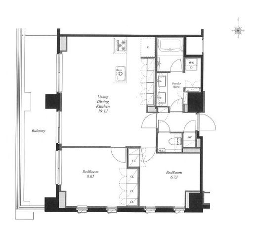 MINAMIAZABU NORTH　1302号室　間取り