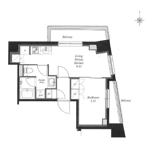 MINAMIAZABU NORTH　401号室　間取り