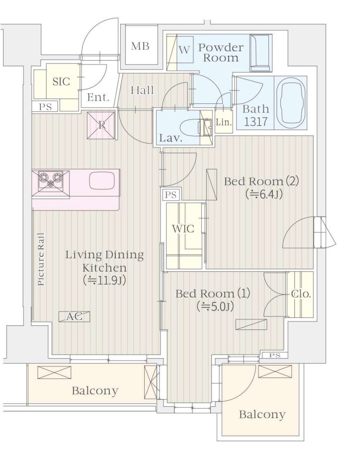 ケルスコート笹塚　704号室　間取り