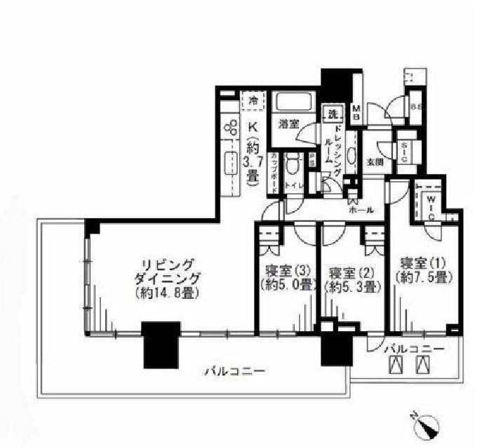 ブランズタワー豊洲　8F号室　間取り