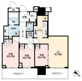 ブランズタワー豊洲　34F号室　間取り