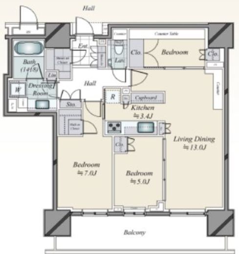 ブランズタワー豊洲　3315号室　間取り