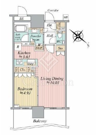 ブランズタワー豊洲　37F3号室　間取り