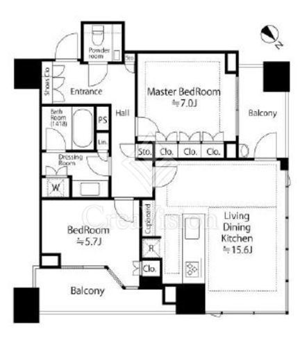 パークコート虎ノ門　1401号室　間取り