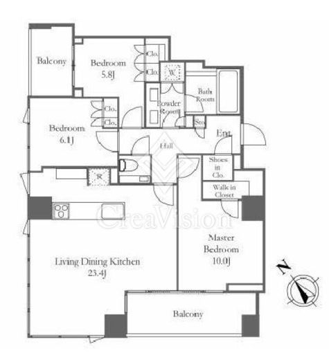 パークコート虎ノ門　18F2号室　間取り