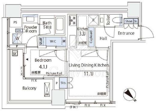 パークコート虎ノ門　1705号室　間取り
