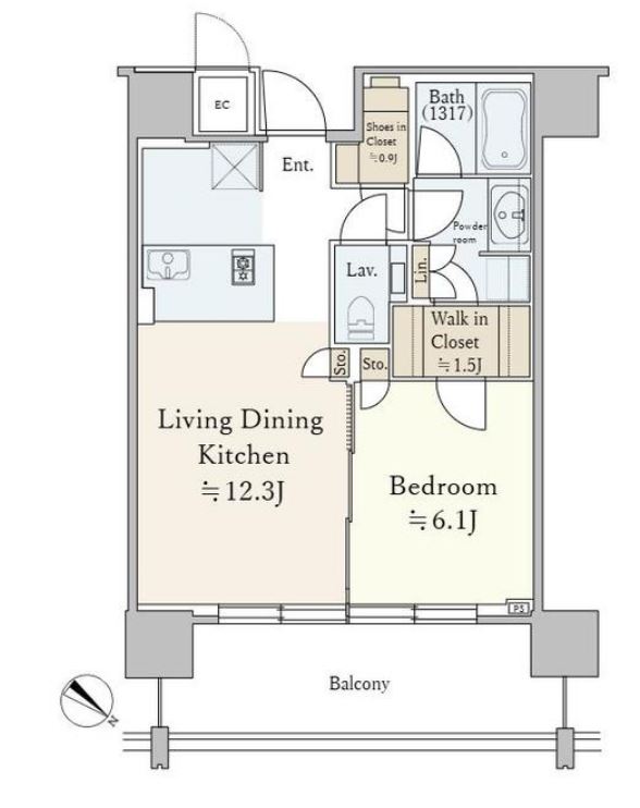THE ROPPONGI TOKYO CLUB RESIDENCE　1813号室　間取り