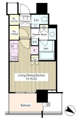 THE ROPPONGI TOKYO CLUB RESIDENCE　1216号室　間取り