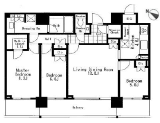 THE ROPPONGI TOKYO CLUB RESIDENCE　27F3号室　間取り