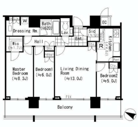 THE ROPPONGI TOKYO CLUB RESIDENCE　3204号室　間取り